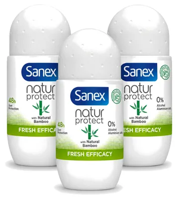 Produktbild von 3 x Sanex Deodorant Roll-on Bamboo Fresh Efficacy - 50 ml - Vorteilspackung - 3 Stücke