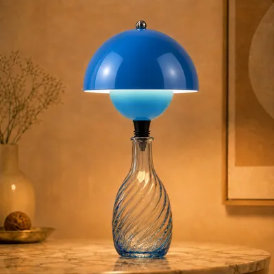 Produktbild von LED Dekolampe Vintage Flaschenlampe, Stufenlos Dimmbar, 3 Lichtfarben, Tischlampe USB Aufladbar, Touch Steuerung, Kabellose Nachttischlampe, Blau