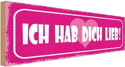 Produktbild von vianmo Holzschild 10x27 cm ich hab dich lieb Herz Dekoration