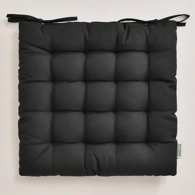 Image de Coussin de chaise - 40 x 40 x 4,5 cm - Noir - Avec attaches pour fixation