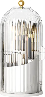 Produktbild von Multifunktionaler, um 360 Grad drehbarer Make-up-Pinsel-Organizer mit transparenter Abdeckung, staubdichter Make-up-Pinselhalter-Organizer mit großer Kapazität