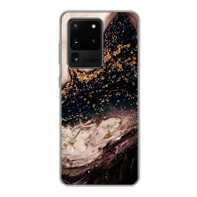 Produktbild von MuchoWow® Handyhülle Schutzhülle Hülle für Samsung Galaxy S20 Ultra Naturstein - Gold - Schwarz Silikon Softcase Handy Hülle - Karteninhaber