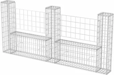 Produktbild von vidaXL Gabionenkorb U-Form Stahl 240×20×100 cm