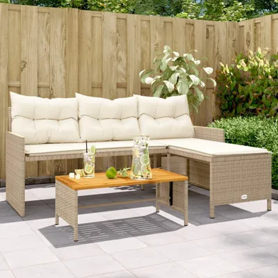 Image de Canapé de jardin en L avec table et coussins Poly Rattan Lounge Sofa