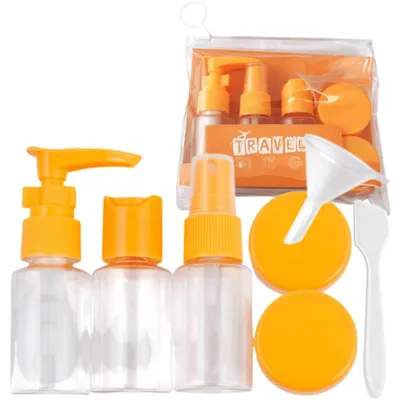 Produktbild von Ecarla 7-in-1 Reiseflaschen- und Zubehörset, Orange