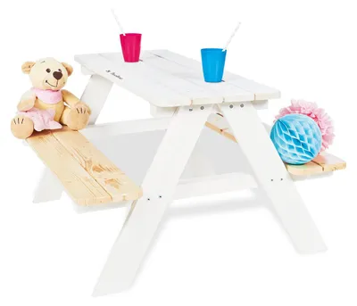 Produktbild von Pinolino Kindersitzgarnitur 'Nicki für 4', weiß Vollmassiv: Nadelholz, weiß und klar lasiert