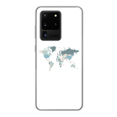 Produktbild von MuchoWow® Handyhülle Schutzhülle Hülle für Samsung Galaxy S20 Ultra Weltkarte - Pastell - Länder Silikon Softcase Handy Hülle - Karteninhaber