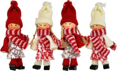 Imagen del producto de Muñecas tejidas con gorrito, 4 unidades, 10 cm