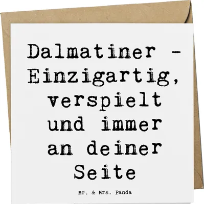 Produktbild von Mr. & Mrs. Panda doppelkarte Spruch Dalmatiner Freund - Weiß - Geschenk, Glückwunschkarte, verspielte Natur, Eigenschaften, Beschreibung, anlasskarte, Hund, faltkarte