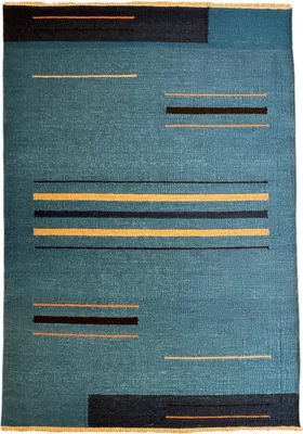 Produktbild von Teppich TOSCANA | Farbe: Blau; Größe: 70x140 cm | strapazierfähig und leicht zu reinigen | Wohnzimmer | Schlafzimmer