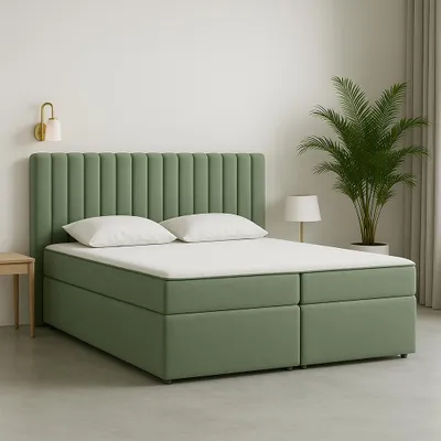 Zdjęcie produktu dla Łóżko kontynentalne MOLI – komfort, funkcjonalność i ponadczasowy styl - materiał Quelle - 160x200cm