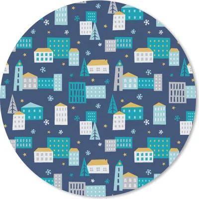 Produktbild von MuchoWow® Mauspad Mousepad Winter - Stadt - Nacht - Muster 30x30 cm - Mousepads - Maus Mat - Pad - Mausunterlage - Tischunterlage - Schreibtischmatten