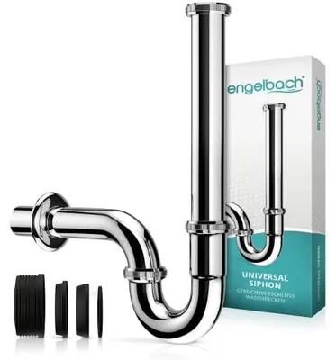 Extra langer Waschbecken-Siphon – Engelbach, 1 1/4 Zoll mit Gummimanschette – Produktbild 1