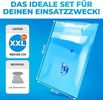 Productafbeelding van Famanu vacuümzakken set - Extra groot formaat (6 stuks) - 90 x 130 cm