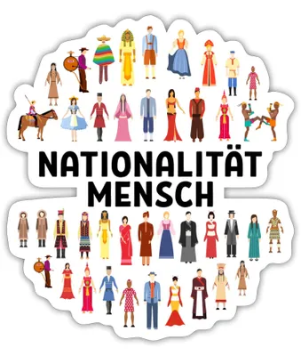 Produktbild von Spreadshirt Nationalität Mensch Statement Menschenrechte Sticker Aufkleber, 10 x 10 cm, Mattweiß