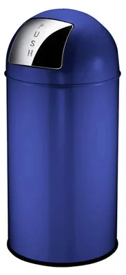 Produktbild von Abfallbehälter mit Pushdeckel & Inneneimer aus Metall | 40 Liter, HxBxT 74x34x34cm | Blau
