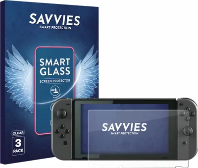 Produktbild von 3x Savvies Schutzglas Folie für Nintendo Switch 9H Panzer Schutzfolie Glas Displayschutz klar transparent