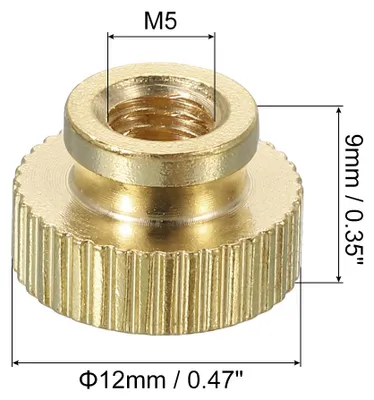 Produktbild von Ger?ndelte Daumenmuttern, 4 Stš¹ck M5 x D12mm x H9mm Messing Griffmuttern R?ndelmuttern mit Hohem Kopf Befestigungselemente fš¹r 3D-Drucker-Teile Druckbett