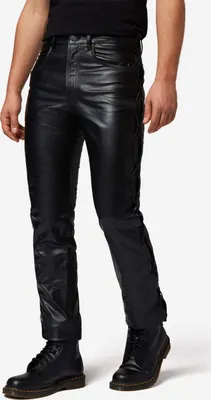 Immagine prodotto di Pantaloni stringati da uomo in pelle Ricano S/L Jeans 01 Nappa - Nero / 42