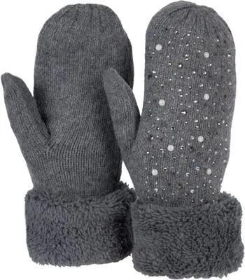 Immagine prodotto di styleBREAKER Guanti invernali caldi da donna in maglia con strass e perline, guanti, pile termico, guanti in maglia 09010039