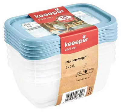 Produktbild von keeeper Gefrierdosen-Set Mia "Magic Ice", 5x 0,5 Liter (15,5 x 10,5 x 6 cm)