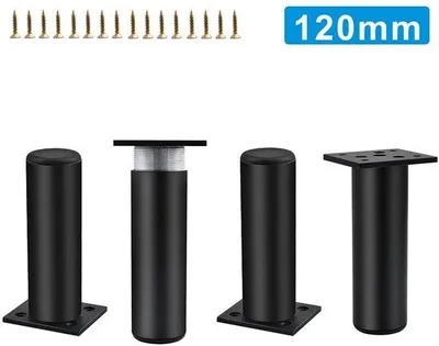 Produktbild von Vier aluminiumlegeringsmeubelpoten, verstelbare kast- en bankpoten, badkamermeubelpoten, maat 12 cm.