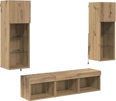 Produktbild von vidaXL TV-Wandgeräte 5 pcs Schwarz Eichen-Optik Holzwerkstoff