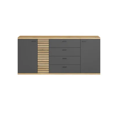 Produktbild von Norris WO:Ko.+Fr.Anthrazit Melamin/ Evoke Oak NB mit schwarzen Rillen,Sideboard
