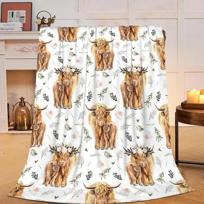 Obrázok produktu pre Flanelová deka 102x127 cm, kravská potlač, fleece, teplá, pre pohovku