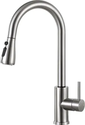 Productafbeelding van Kraan voor de keuken, uittrekbaar, keukenkraan met sproeikop, uittrekbare spoelbakarmatuur keuken, twee sproeifuncties, armatuur keuken, 360 graden draaibaar, mengkraan keuken, uittrekbaar
