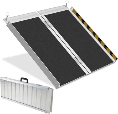 Produktbild von TolleTour Rollstuhlrampe Rollirampe Kofferrampe Auffahrrampe Auffahrschiene 2x faltbar Aluminium 91cm bis 270kg