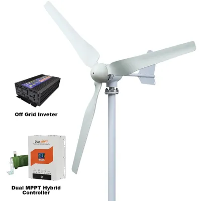 Produktbild von Windgenerator - SM3-5000 Horizontal-Windkraftanlage - 5000 W - 12 V - Mit Wechselrichtersystem - 3 Rotorblätter - Geräuscharm - Weiß