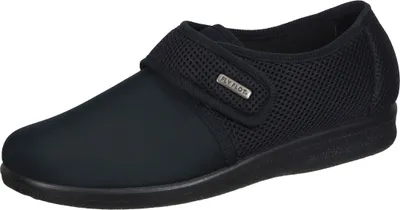 Produktbild von Fly Flot Herren Hausschuh geschlossen Klettverschluss Mesh Stretch, Größe:44 EU, Farbe:Schwarz
