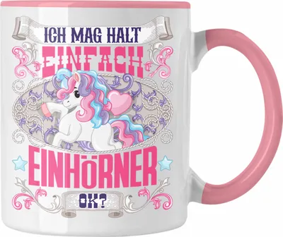 Produktbild von Trendation - Einhorn Tasse Geschenk Einhörner Spruch Geschenkidee Ich Mag Halt Einfach Einhörner Ok (Rosa)