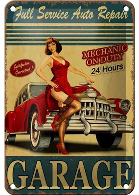 Produktbild von Blechschild Pinup 12x18cm Garage Full Service Auto Repair
