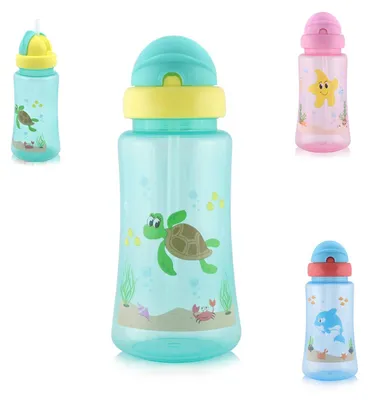 Immagine prodotto di Biberon per bambini Baby Care Sport Sipper 330 ml cannuccia, animali, coperchio protettivo verde