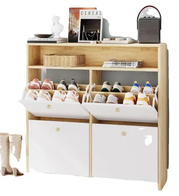 Image de Armoire à chaussures, design peu encombrant, capacité réglable, blanc