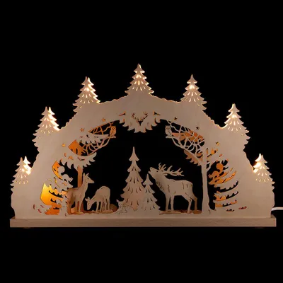 Produktbild von Schwibbogen "Hirschfamilie" (52x32x6cm) von Weigla Holzkunst