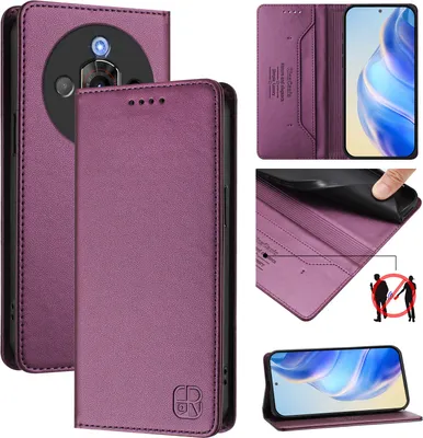 Produktbild von Lederhülle für ZTE Nubia Focus Pro Hülle Flip Brieftasche Kartenfächern Ständer Schutzhülle Lila