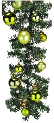 Produktbild von XL LED Tannengirlande 540cm mit 70 LED inkl. 30 Stück Baumkugeln Lime