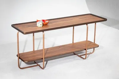 Zdjęcie produktu dla Stylowy stół konsolowy drewniany stół do salonu ze stali nierdzewnej