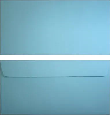 Produktbild von 50 Stück farbige Premium Briefumschläge Briefhüllen Kuvert, Caribic hellblau, DIN Lang (110 X 220mm), ohne Fenster, haftklebend, 90g/m² (UMS-770-hellblau)