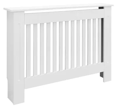 Zdjęcie produktu dla Obudowa grzejnika Wiejski styl - 112 x 19 x 82 cm - Biała MDF lakierowana - Osłona grzejnika z półką