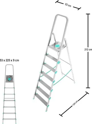 Produktbild von Faltbare Küchenleiter mit 7 Stufen aus Edelstahl.