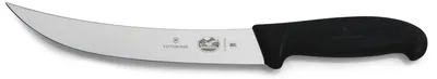 Produktbild von Victorinox Fibrox Schlachtmesser, Langes Zerlegemesser zum Zerteilen großer Fleischstücke, 20 cm, Gebogene Klinge, Scharf, Rostfreier Stahl, Schwarz
