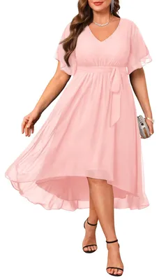 Produktbild von Talisea Kleid in Übergröße, für Hochzeitsgäste – formelles Cocktailkleid, Chiffo