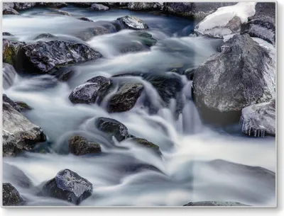 Produktbild von DEQORI Schneidebrett Glas 40x30 cm 'Winterflusslauf' Schneideplatte Servierplatte groß