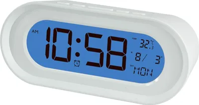 Obrázek produktu pro ELBE RD-701-B, Digitální budík, Oválný, Bílá, °C, Modrá, LCD