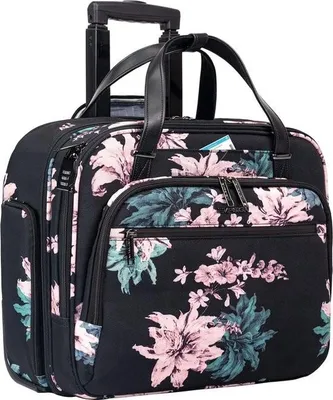 Image de Sac à roulettes pour ordinateur portable – Convient aux ordinateurs portables jusqu'à 15,6 pouces – Sacoche imperméable à roulettes pour le travail, les voyages et l'école – Convient aussi bien aux femmes qu'aux hommes