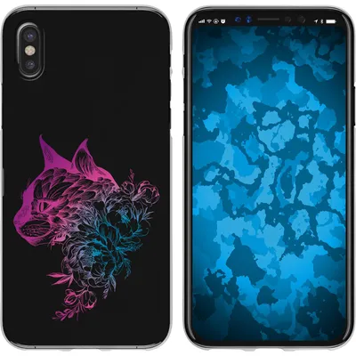 Produktbild von PhoneNatic Case kompatibel mit Apple iPhone X / XS Silikon-Hülle Floral Katze M2-6